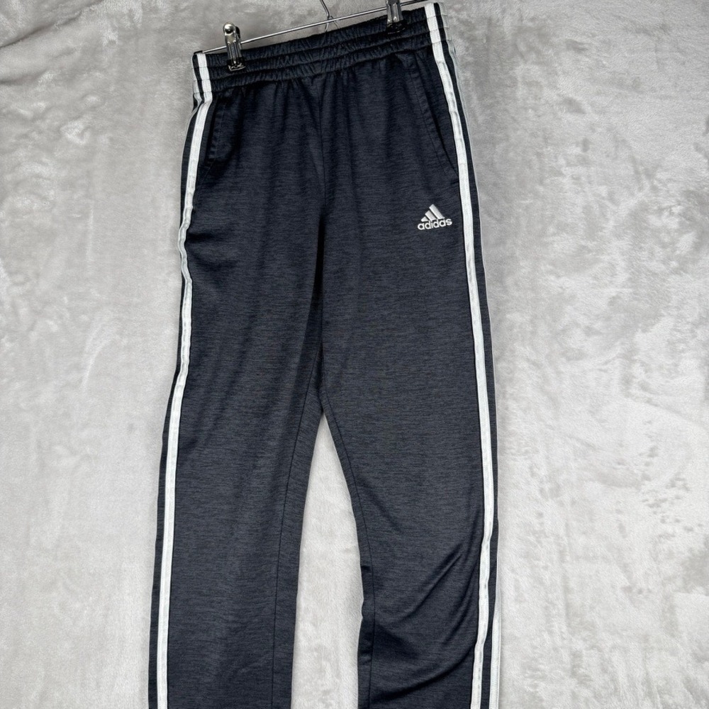 Adidas Kids Joggers Track Pants‎ Dark Gray White Stripe Logo Size L 14 16